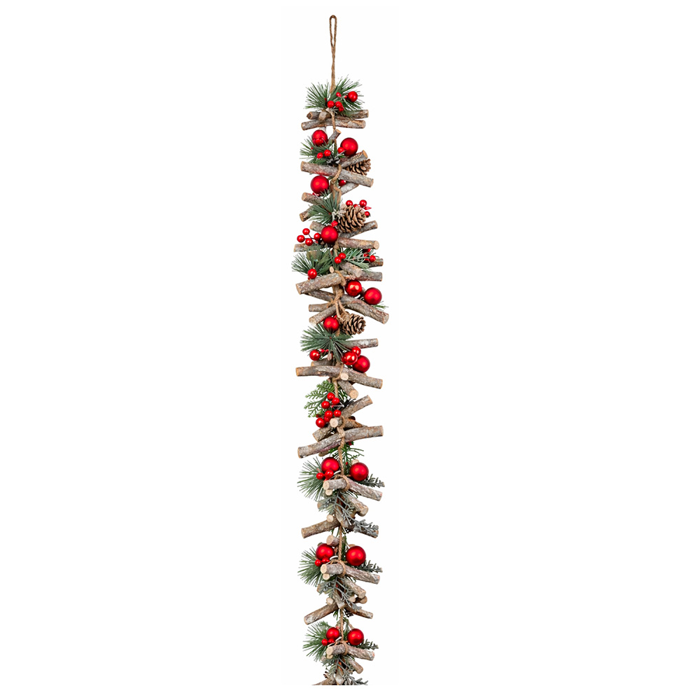 Image Wooden Hanging Christmas Garland - 100cm